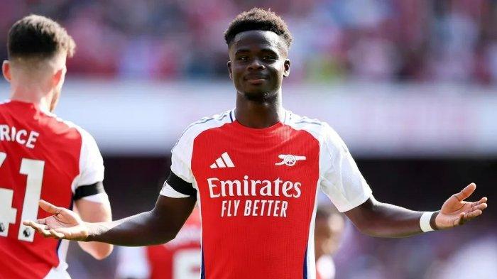 Pelatih Arsenal, Mikel Arteta, melihat Bukayo Saka selevel dengan Lionel Messi usai menang di laga melawan Wolves di Liga Inggris 2024-2025.