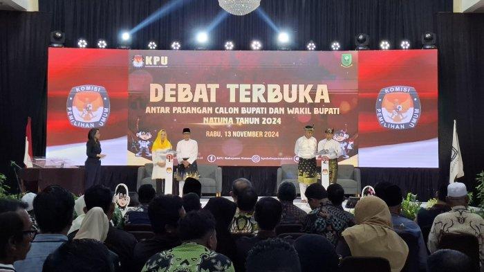 PILKADA NATUNA 2024 - Debat paslon Pilkada Natuna 2024 di gedung Sri Serindit, Ranai, Kabupaten Natuna, Provinsi Kepulauan Riau (Kepri), Rabu (13/11/2024).