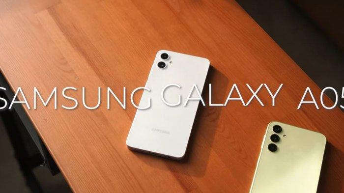 Desain Samsung Galaxy A05 warna putih.