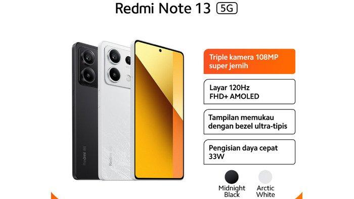 Ilustrasi Xiaomi Redmi Note 13 5G - Rekomendasi Harga HP Xiaomi murah bulan Juni 2024.