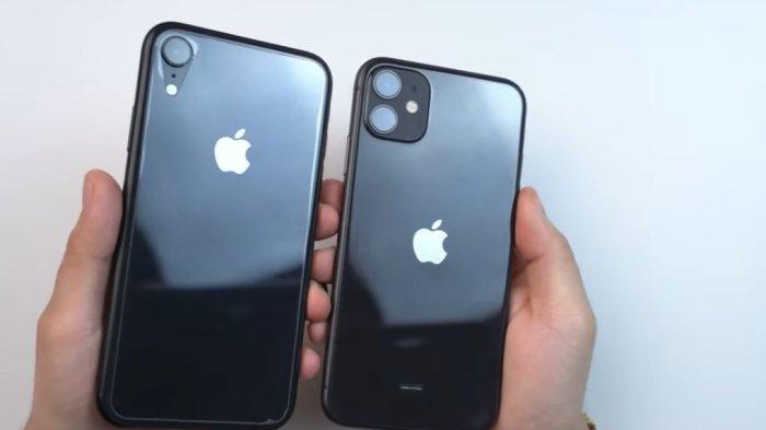 Ilustrasi iPhone 11 dan iPhone XR warna hitam.