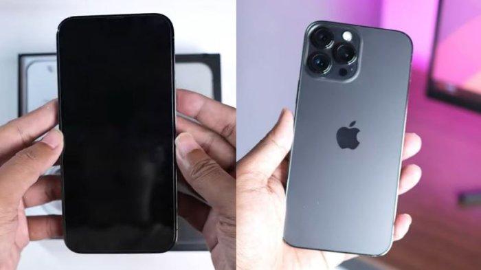 Ilustrasi iPhone 13 Pro Max tampak bagian depan dan belakang.