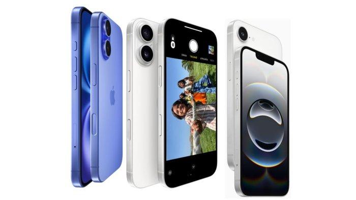 HARGA iPHONE TERBARU- Kolase iPhone 16 series dengan varian warna yang berbeda dari apple.com, Selasa (11/3/2025). Berikut perbedaan harga HP iPhone 16 series.