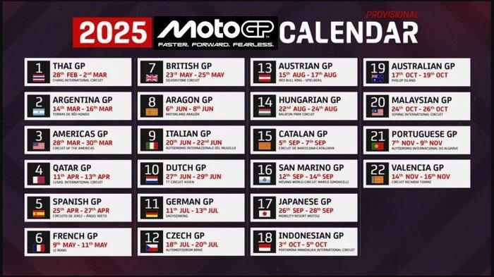 Kalender MotoGP 2025, MotoGP Indonesia akan digelar bulan Oktober 2025