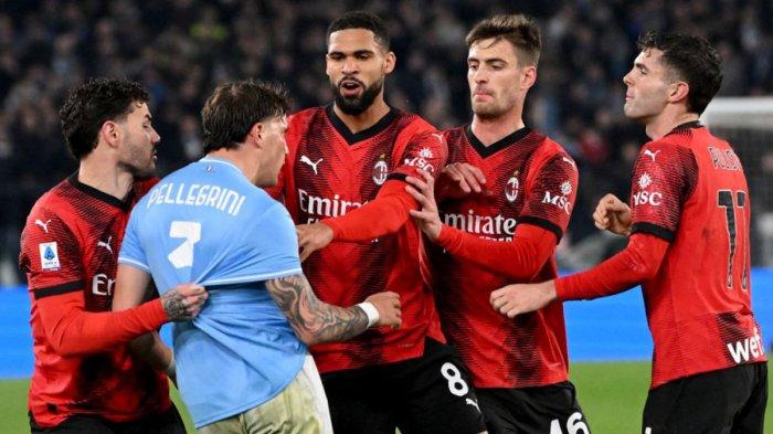 Ketegangan yang terjadi pada laga Lazio vs AC Milan, Sabtu (2/3/2024)