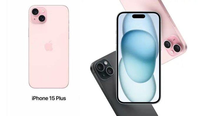 HARGA iPHONE TERBARU- Kolase iPhone 15 Plus dengan varian warna pink di iBox, Selasa (8/4/2025). Berikut harga HP iPhone 15 Plus yang turun di bulan April 2025.