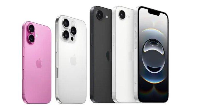 DAFTAR iPHONE TERANYAR- Kolase iPhone 16 series dengan tampilan desain dan warna berbeda dari iBox, Jumat (11/4/2025). Berikut harga HP iPhone 16 series yang dijual di iBox Indonesia.