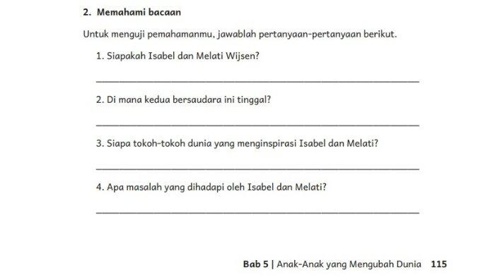 Kunci Jawaban Bahasa Indonesia Kelas 6 SD/MI Halaman 115