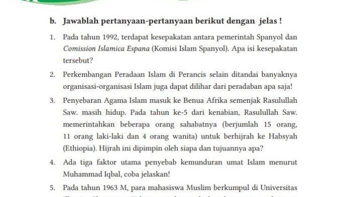 Kunci Jawaban PAI Kelas 12 Halaman 162, tentang perkembangan peradaban Islam di Prancis.