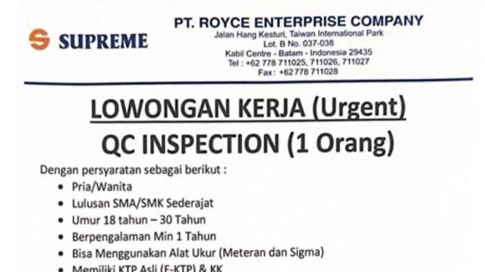 Lowongan Kerja di PT Royce Enterprise Co