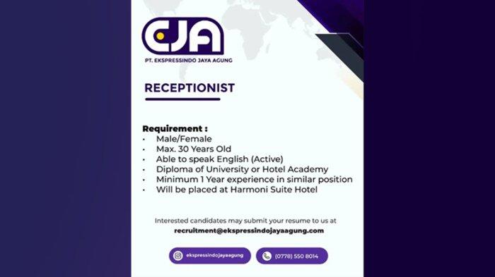 Lowongan Receptionist di PT Ekspressindo Jaya Agung