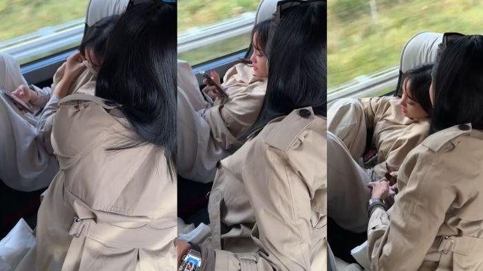 FOTO: Kolase Nikita Mirzani dan Fuji di dalam bus, sebagaimana diunggah dalam TikTok dr.okypratamaa, Minggu (12/11/2023).