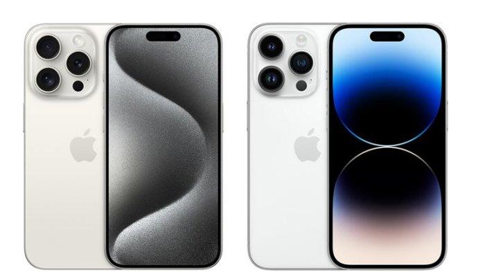 Potret iPhone 14 Pro dan iPhone 15 Pro.
