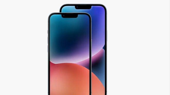 Potret iPhone 14 dan iPhone 14 Plus tampak depan.