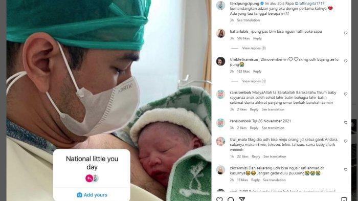 Raffi Ahmad saat mendekap Rayyanza yang baru lahir, Sabtu (23/9/2023).