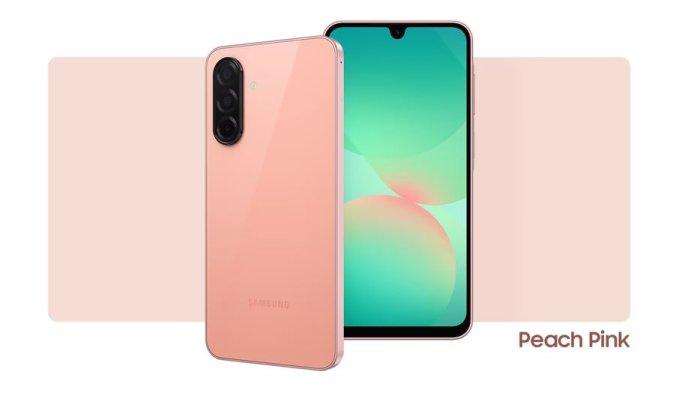 HARGA SAMSUNG SERIES- Tangkapan layar Samsung Galaxy A26 5G dengan warna Peach Pink dilansir dari samsung.id, Jumat (20/6/2025). Berikut