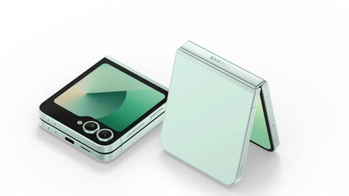 HARGA SAMSUNG TERBARU- Tangkapan layar dari samsung.com, Selasa (25/2/2025) Samsung Z Flip 6 dengan warna Mint. Berikut harga HP Samsung Galaxy Z Flip 6 di akhir Februari 2025.