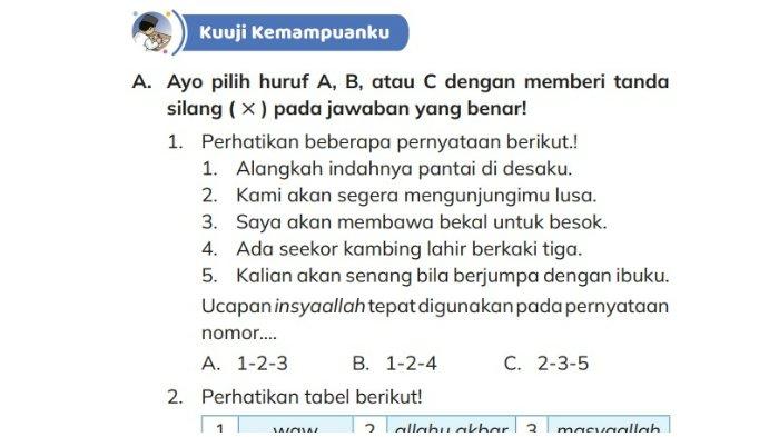 Soal PAI kelas 3 SD/MI halaman 197