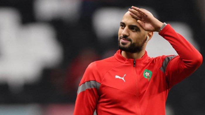 Sofyan Amrabat saat bersama Timnas Maroko di Piala Dunia 2022 di Qatar.