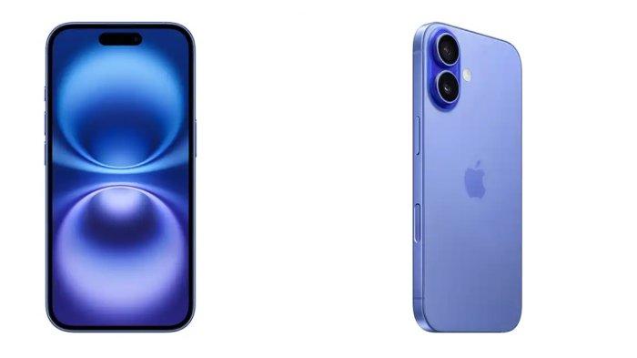 Tampilan iPhone 16 dengan warna Ultramarine dari apple.com, Jumat (28/3/2025).