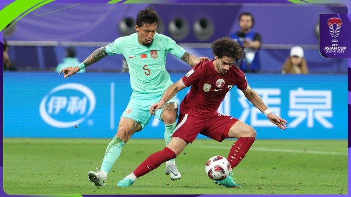 Timnas Qatar sukses mengalahkan China dengan skor 1-0 di Stadion Internasional Khalifa pada laga terakhir Grup A Piala Asia 2023, Senin (22/1/2024).