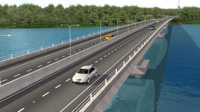 Bentuk Jembatan Batam-Bintan, Provinsi Kepulauan Riau (Kepri).