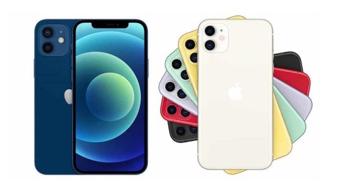 iPhone 11 (kanan) iPhone 12 (kiri).