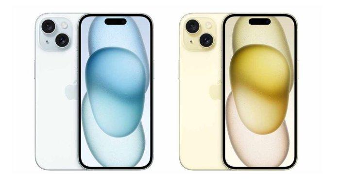 HARGA iPHONE TERBARU- Kolase iPhone 15 dengan warna blue dan yellow dilansir dari iBox Indonesia, Rabu (12/3/2025. Berikut harga HP iPhone 15 dengan cara diangsur.