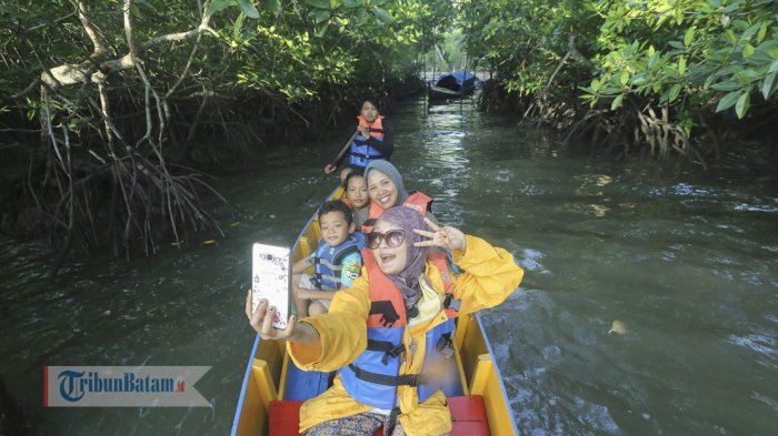 Menelusuri kawasan hutan mangrove (bakau) di objek wisata Kampung Terih.