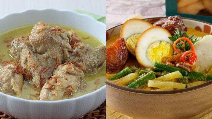 Opor Ayam dengan Lontong dan Telur Rebus