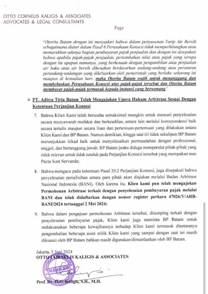 Keterangan kuasa hukum PT ATB