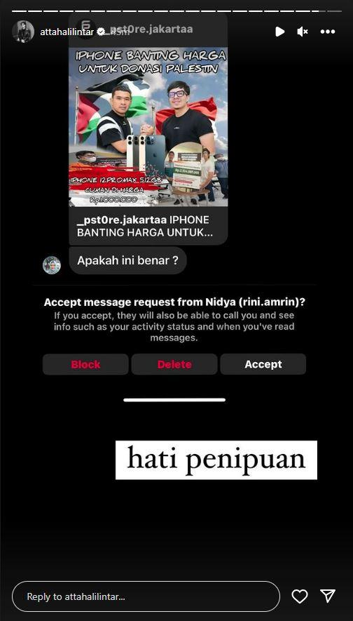 Atta tegaskan penipuan terkait dirinya, Rabu (22/11/2023).