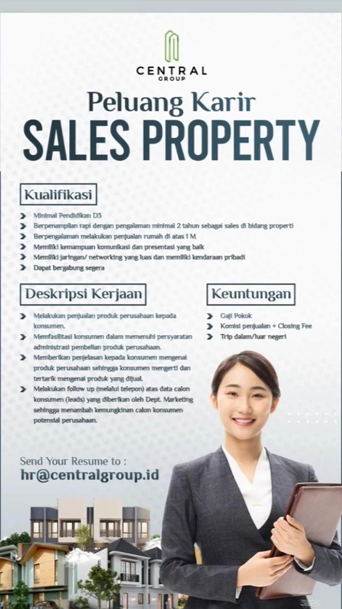Central Group Batam buka lowongan kerja posisi Sales Property, Senin (22/7/2024)