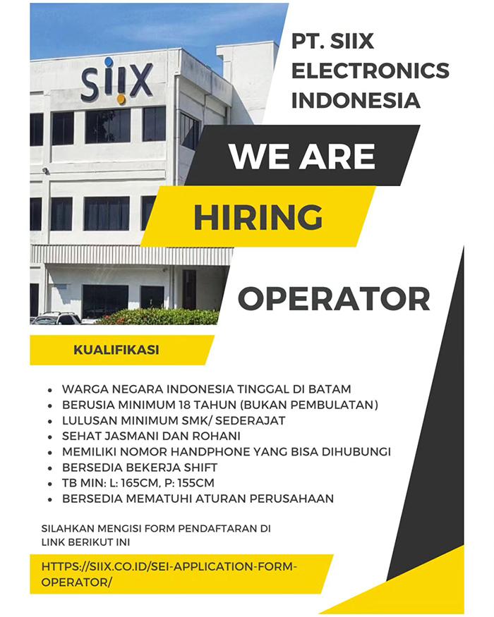 Informasi lowongan kerja di PT SIIX Electronics Indonesia Batam