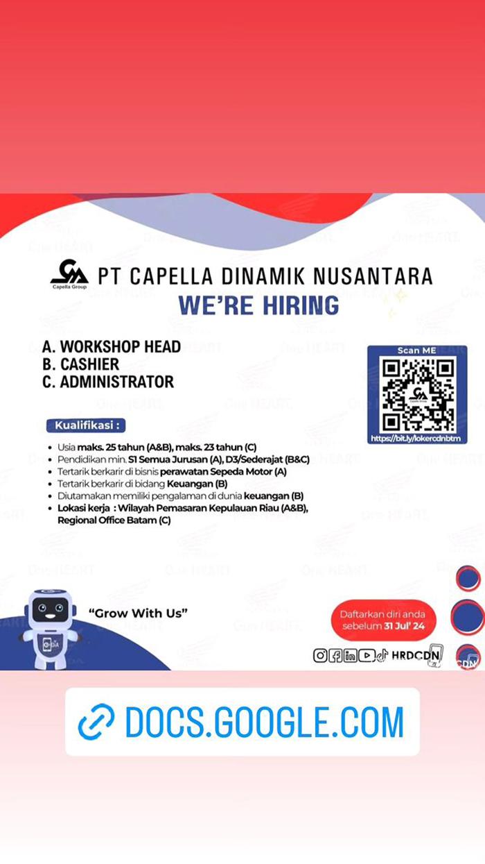 Lowongan Kerja Batam - PT Capella Dinamik Nusatara bukan 3 loker untuk wilayah Kepri dan Batam