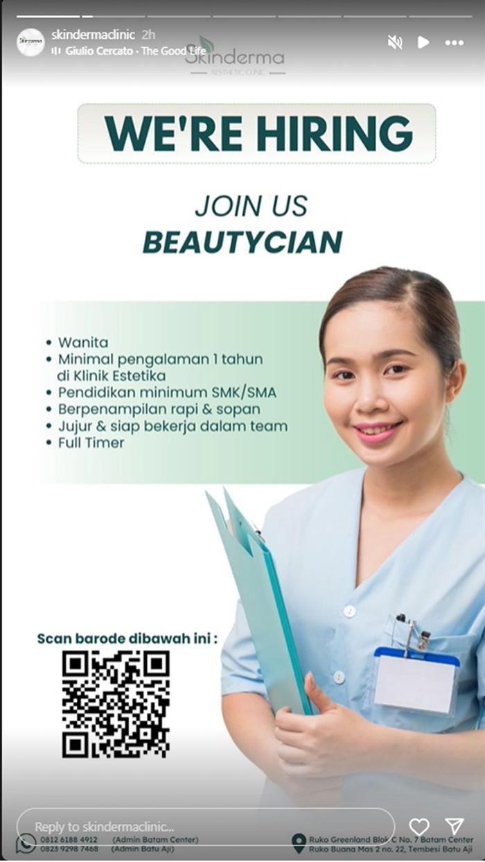Lowongan Kerja Batam - Skinderma Aesthetic Clinic buka loker Beautycian