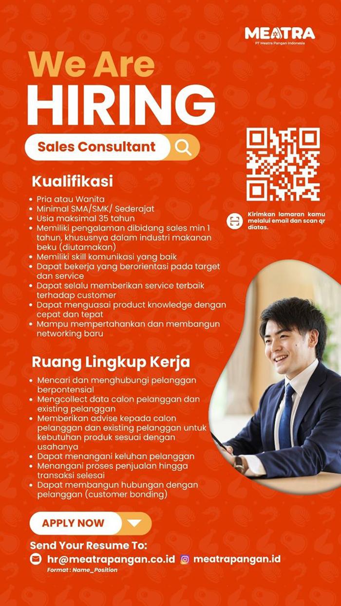 Lowongan Kerja PT Meatra Pangan Indonesia untuk Sales Consultant
