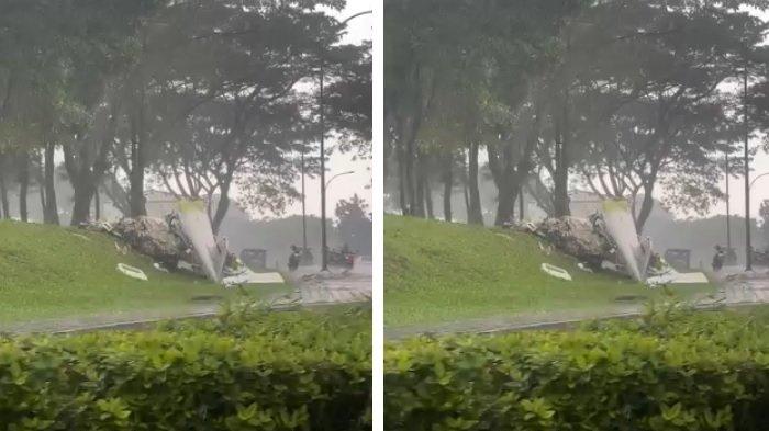Pesawat jatuh di kawasan BSD, Tangerang, Banten, Minggu (19/5/2024).