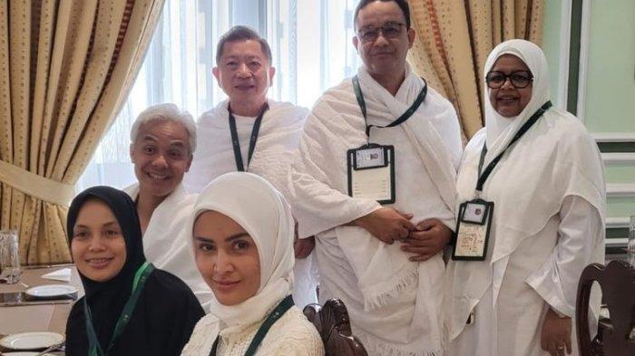 Kepala Bappenas Suharso Monoarfa membagikan fotonya sedang beribadah haji bersama dua tokoh bakal capres Anies Baswedan dan Ganjar Pranowo.