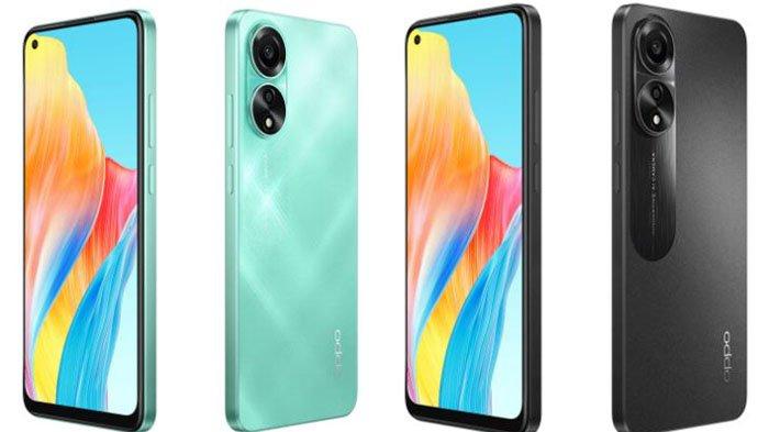 HP Oppo A78 warna hijau laut dan hitam kabut