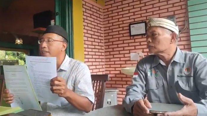 Konferensi pers Forum Keadilan Rakyat Belitung menyikapi konflik masyarakat Kecamatan Membalong dengan PT Foresta Lestari Dwikarya, Senin (28/8/2023).
