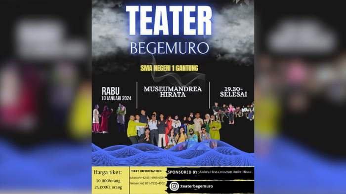 Flyer pertunjukan Tim Teater Begemuro SMAN 1 Gantung, Belitung Timur.