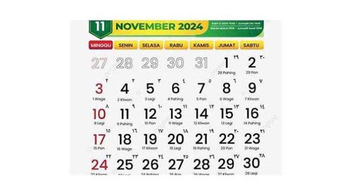 Kalender November 2024 Lengkap dengan Tanggal 22 November 2024