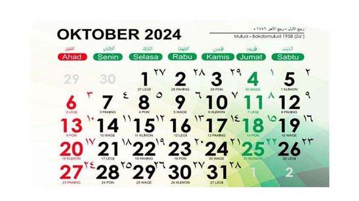 Kalender Jawa Oktober 2024 Lengkap dengan Weton 15 Oktober 2024 ...