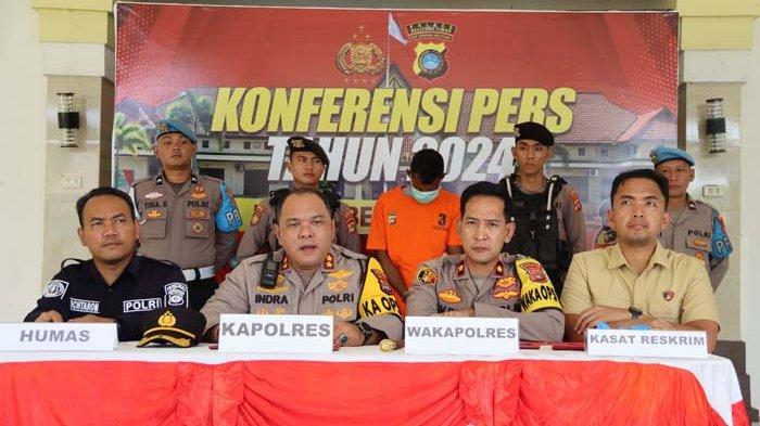 Konferensi Pers kasus pembunuhan wanita dicor di Manggar, Kabupaten Belitung Timur yang berlangsung di Polres Belitung Timur, Kamis (14/11/2024).