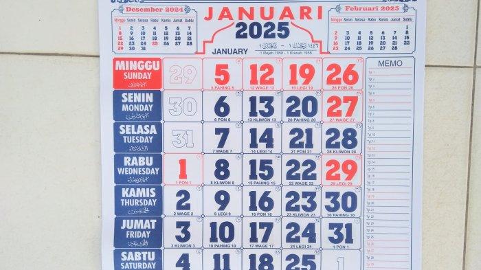 Kalender Januari 2025 Lengkap dengan Weton dan Link Download PDF