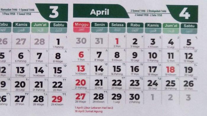 Kalender April 2025 Lengkap dengan Tanggal Idul Fitri 2025 dan Cuti