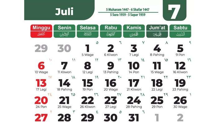Kalender Juli 2025, Ada Hari Libur Apa Saja? Simak Hari Penting