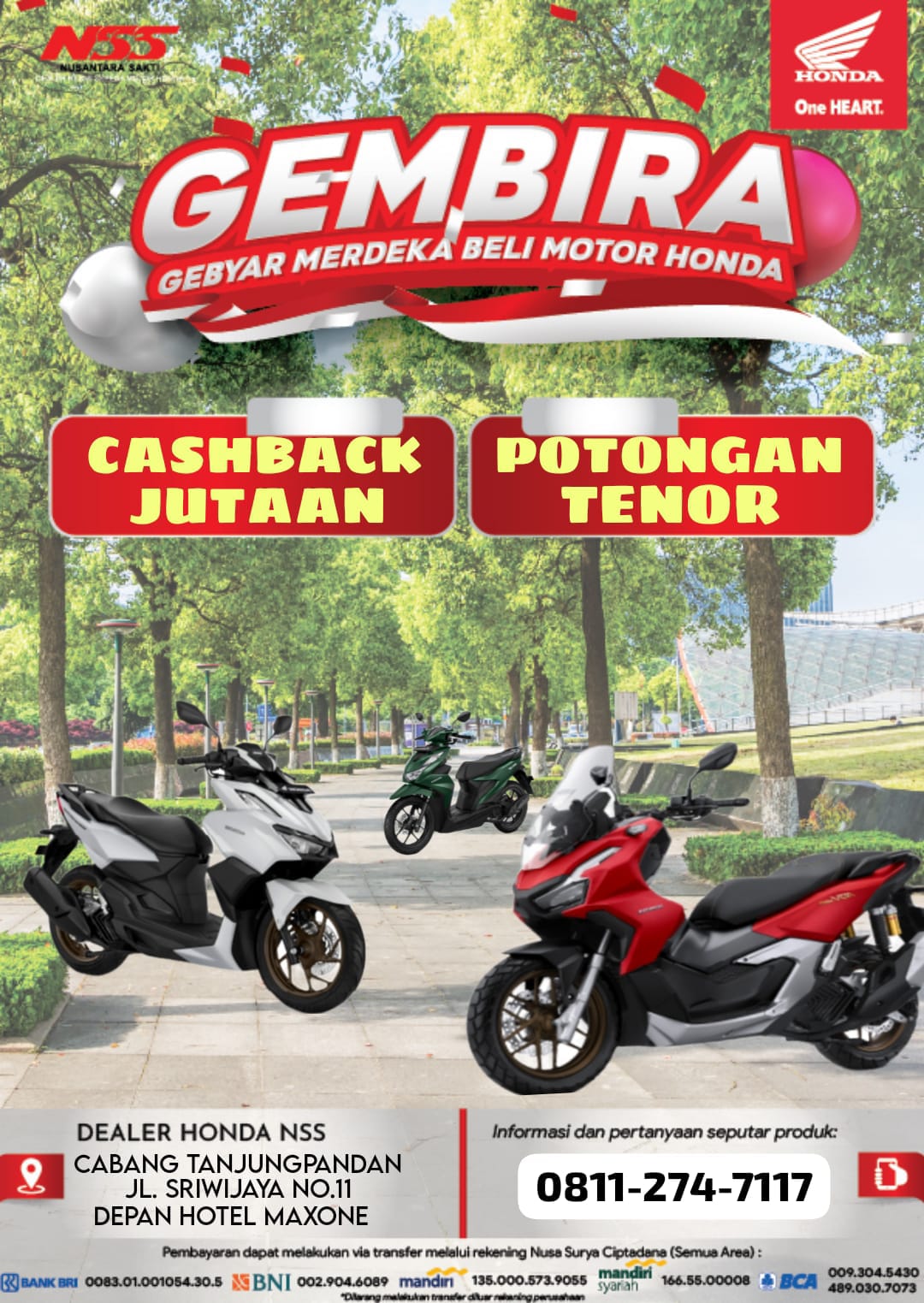 Sambut kemerdekaan dengan GEMBIRA di Honda NSS Tanjungpandan