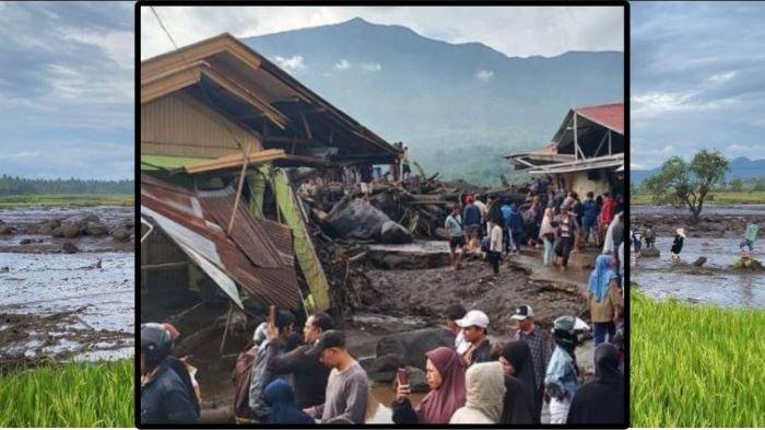 Banjir lahar dingin menerjang Sumatera Barat, Sabtu (11/5/2024).